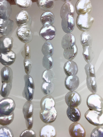 AA+ 12-14mm White Coin freshwater pearls,diy bead,flat round pearl bead,COIN12-2A-2-2