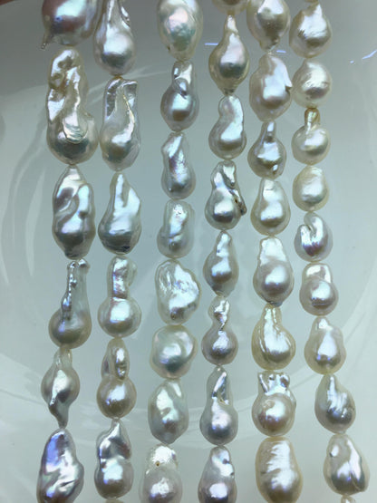 15.5'' AAA 9-11mm White flame ball pearl,FL15-3A-7-37