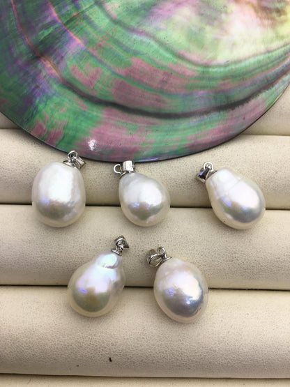 2pcs AAA 12-13mm white big drop rice edison freshwater Pearl pendant,NC1-033-4