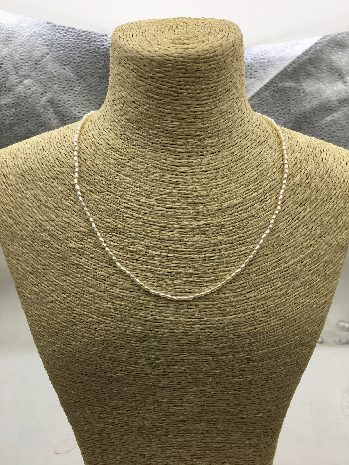 16+2'' AA+ 2.5-3mm white tiny small rice pearl Necklace,Wedding Necklace, Love, Mothers Day,Happiness,wholesale,NPN1-016