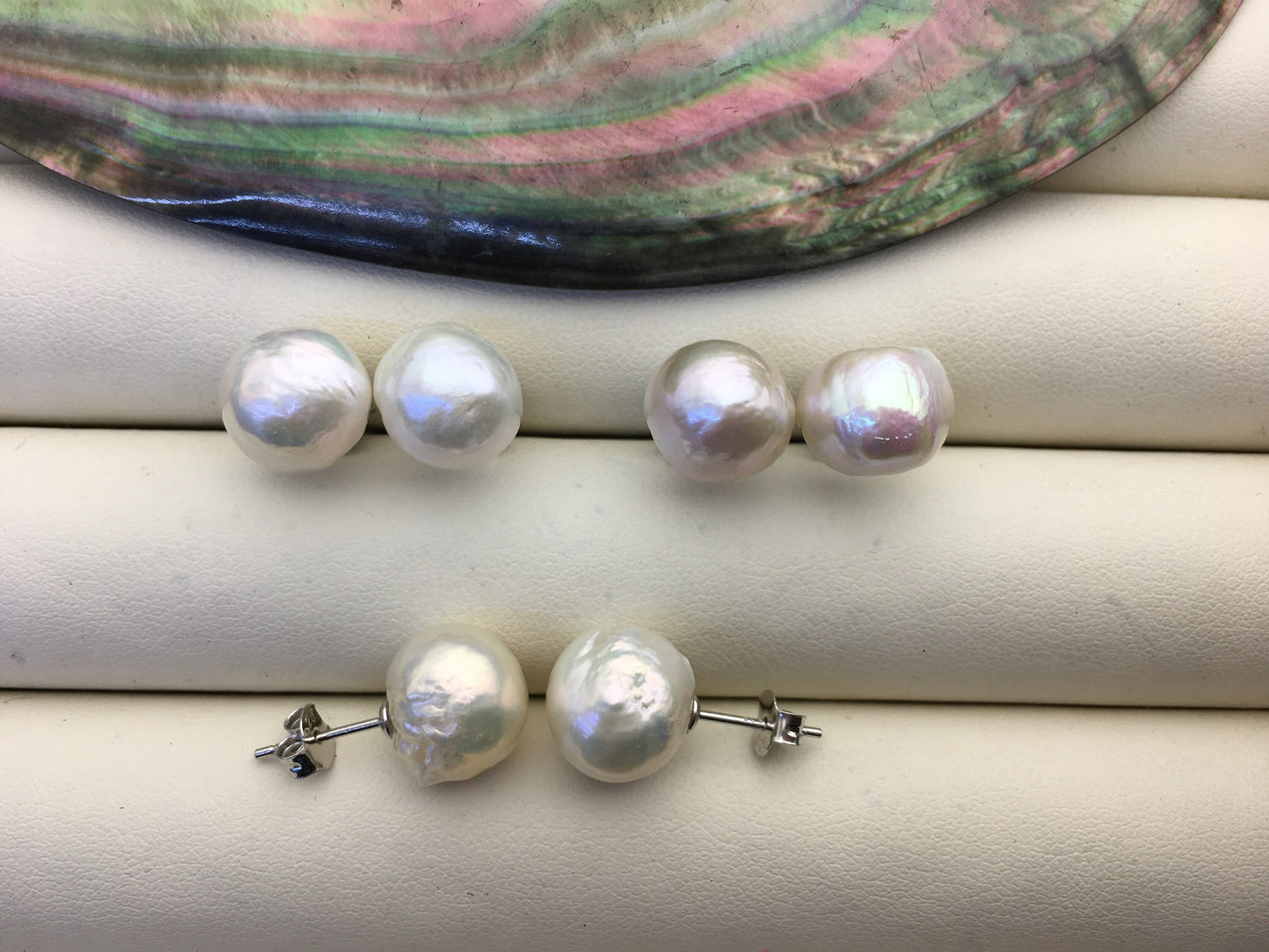 AA+ 11-13mm white baroque edison pearl stud earrings,SE3-T9-18