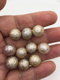 12pcs AAA 13-14mm natural bronze round Carved Freshwater Pearl - no hole - Hand Carved - CAC-T15