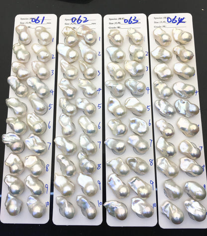 1 pair AAA 13-18x20-28mm White Flame ball Pearl Pairs-0.9mm top half hole-large Baroque freshwater pearl pairs,Fire Ball Pearl,FL15-3A-8-41