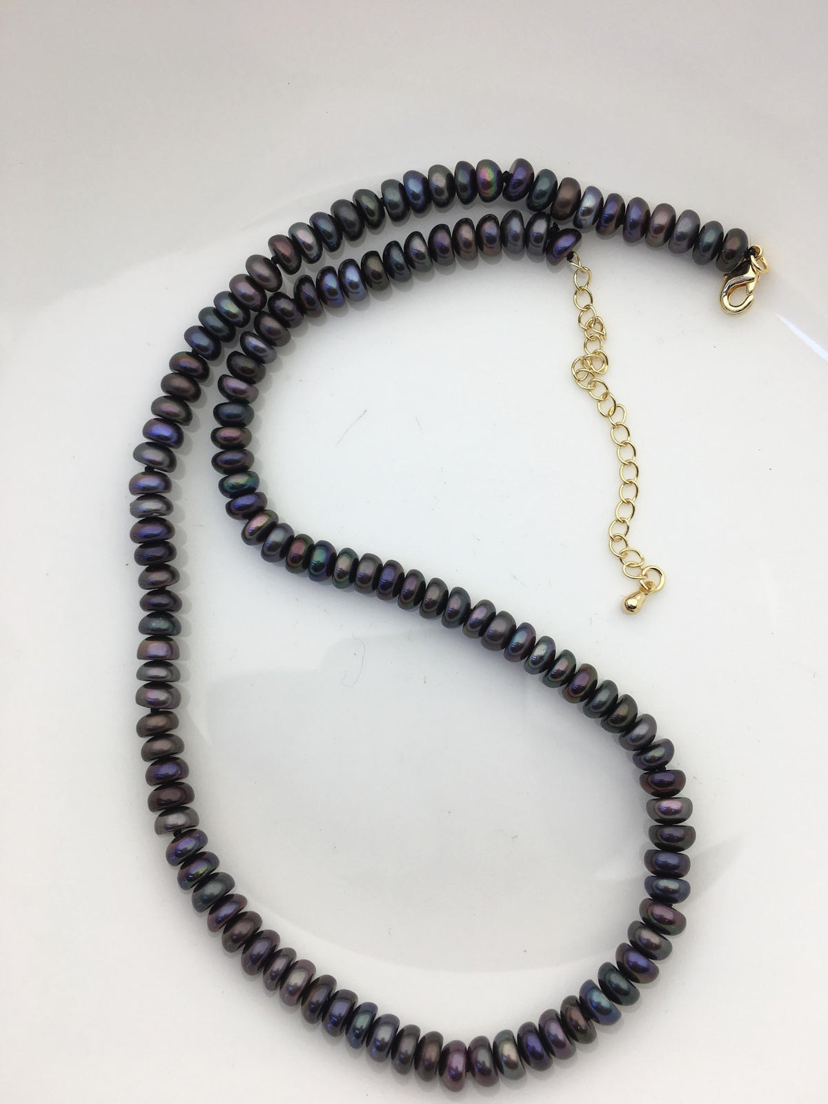 17+2'' AAA 6-7mm black button round freshwater Pearl necklace,genuine freshwater Pearl necklace,Natural Pearl Necklace,NPN1-T8