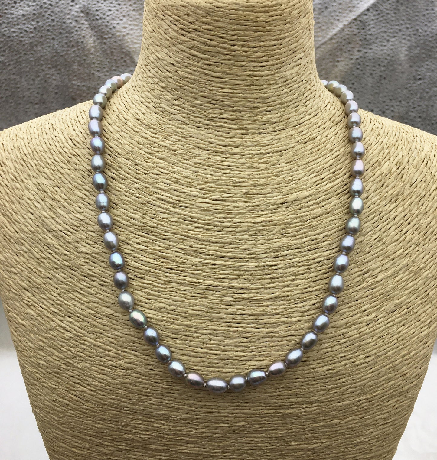 16.5+2'' AAA 5-5.5mm gray tiny rice freshwater Pearl necklace,genuine freshwater Pearl necklace,Natural Pearl Necklace,NPN1-001