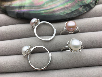 AAA White/Purple Freshwater pearl ring,S925 sterling silver ring,cz diamond wedding rings,bridal ring,anniversary rings,R1-038