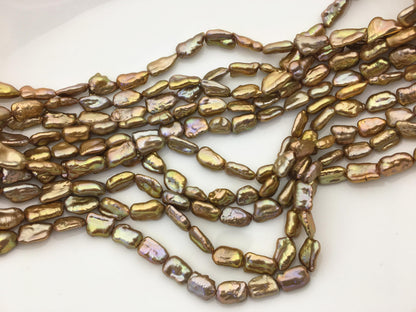 AA+ 6-7mm brown toothpick Biwa Pearl Necklace,Genuine Fresh Water Pearl,Wedding Necklace,Mothers Day,ZS-80-10-24