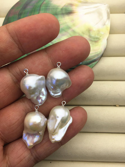2 pairs AAA 12-17mm White Flameball Pearl Pairs - large Baroque freshwater pearl pairs,FL15-3A-11