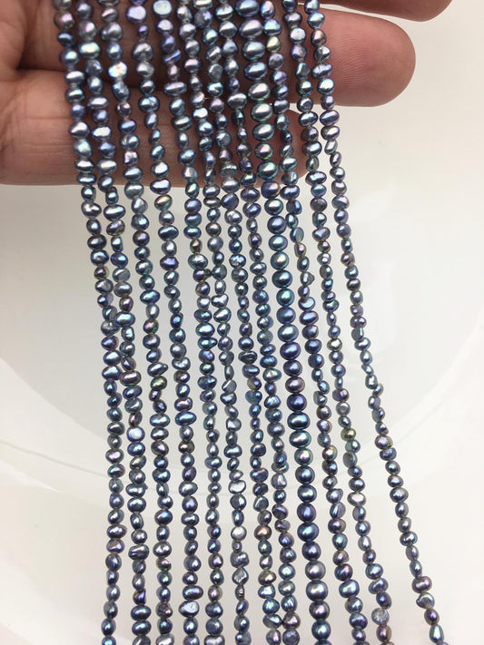 AAA 2-3mm black blue nugget seed pearls,irregular nugget freshwater pearl strand,cheap price,pearl factory china,LM2-3A-4