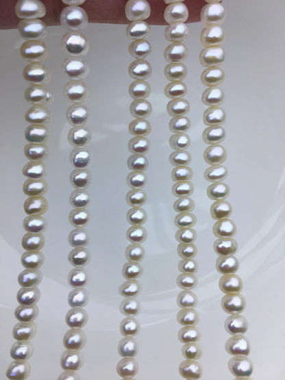 AAA 5.5-6.5mm white button pearls,Rondelle pearl Beads,loose strands,SM6-T14