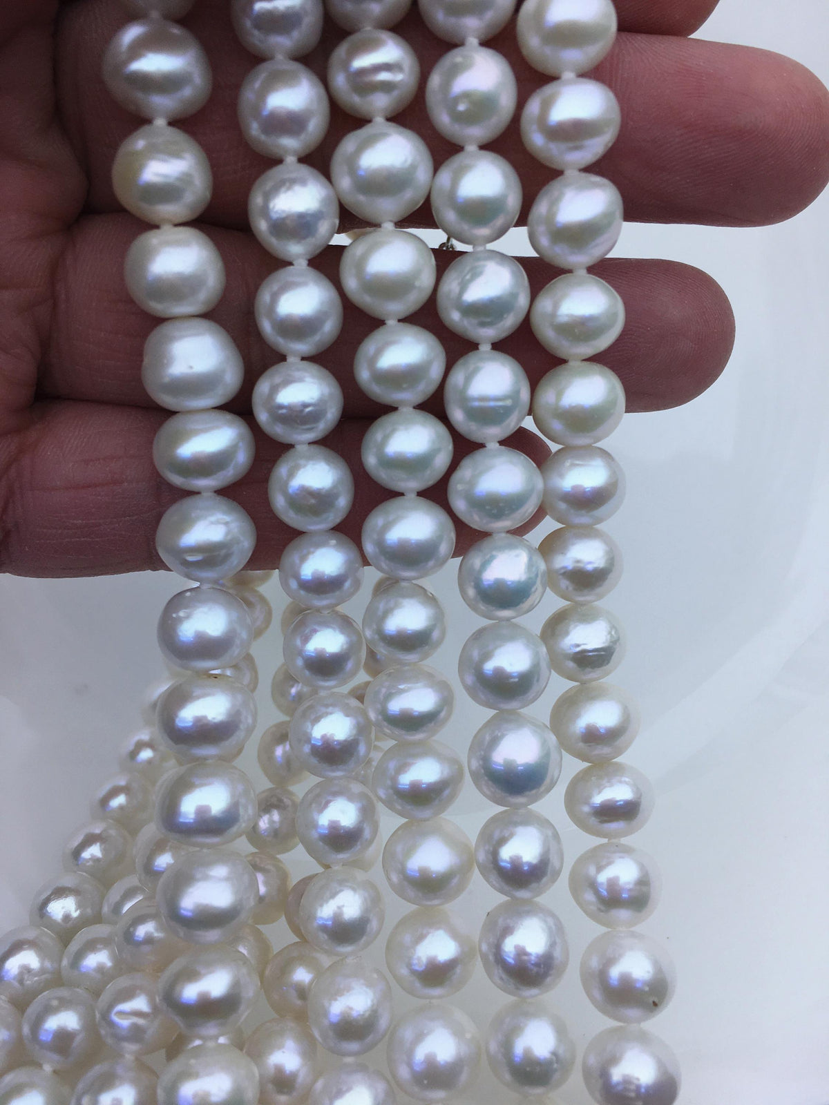 17.5'' AA+ 8-10mm white button round edison freshwater pearl necklace,NPN1-T30-7
