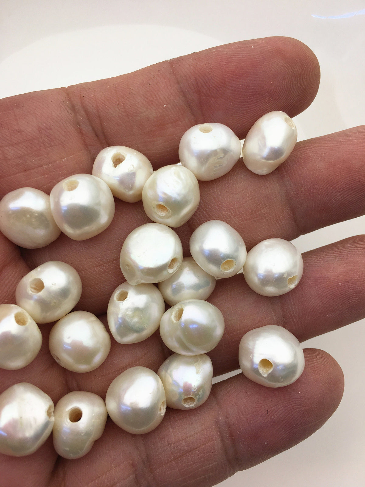 20pcs AA 11-12mm white baroque freshwater pearls,2.2mm large hole,LM11-T6