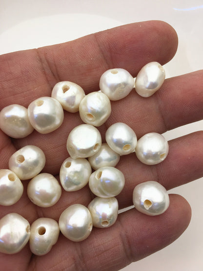 20pcs AA 11-12mm white baroque freshwater pearls,2.2mm large hole,LM11-T6