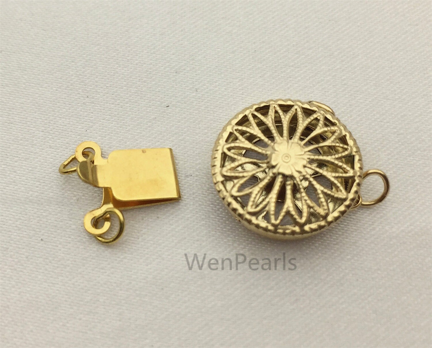 Two Strand Pearl Clasp, 14k Gold Filled Round Filigree Clasp-12.5mm,wholesale price,AGF-CL-002