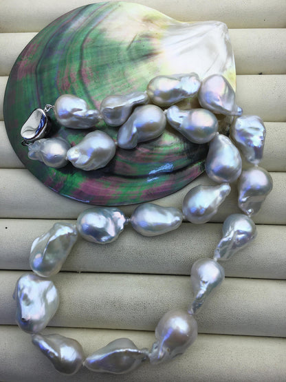 17.5'' AAA- 13-16mm white baroque Flame ball freshwater Pearl necklace,genuine freshwater Pearl necklace,NPN1-T63-3