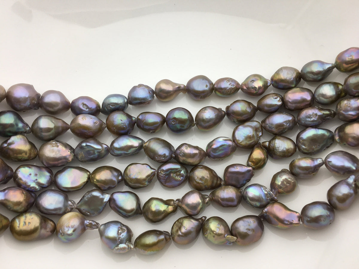 AA+ 10-13mm Gray Bronze Baroque Shape Freshwater Pearl,ZS-101-15