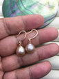 AAA 11-12mm purple teardrop edison freshwater pearl dangle earrings,sterling sliver rose plated dangle earrings,SE3-T9-19