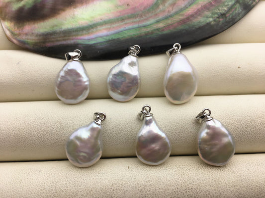2pcs AAA 11-13mm White Drop Coin pearl pendant,NC1-T43
