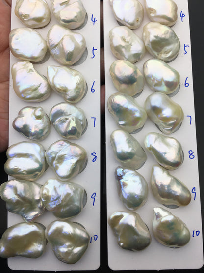 1 pair AAA 14-18x19-23mm White Baroque Pearl Pairs,Baroque Cultured Freshwater Pearl,no hole,FL15-3A-9-9