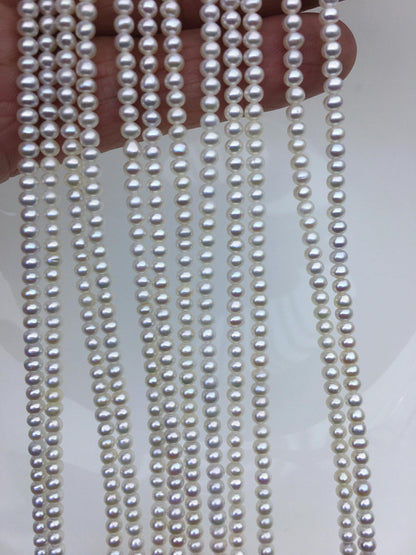 AAA 3-3.5mm tiny white button round freshwater pearls,nucleus pearl,Rondelle pearl Beads,SM3-3A-31
