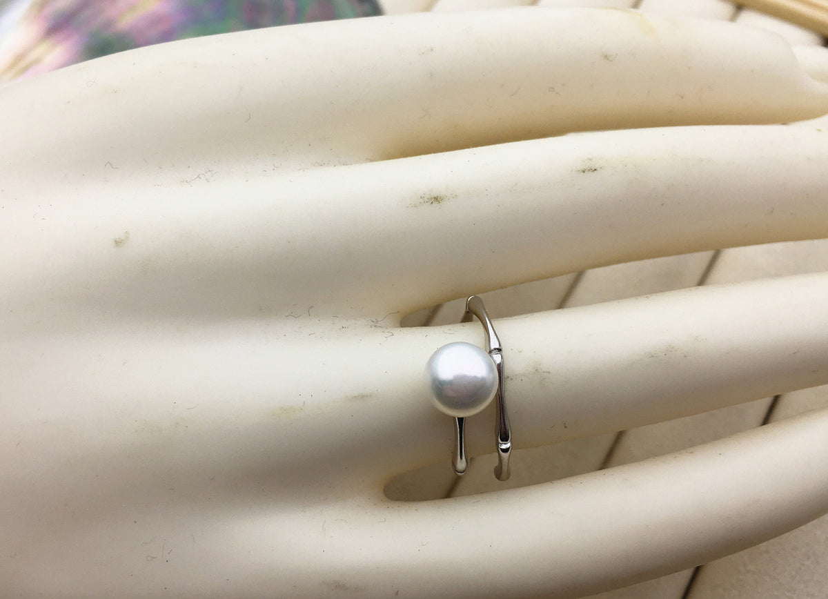 AAA single white button round Pearl Sterling silver ring,wedding rings for women,sterling silver 925 open ring jewellery,R1-060