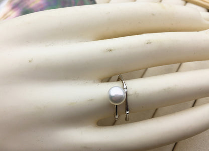 AAA single white button round Pearl Sterling silver ring,wedding rings for women,sterling silver 925 open ring jewellery,R1-060