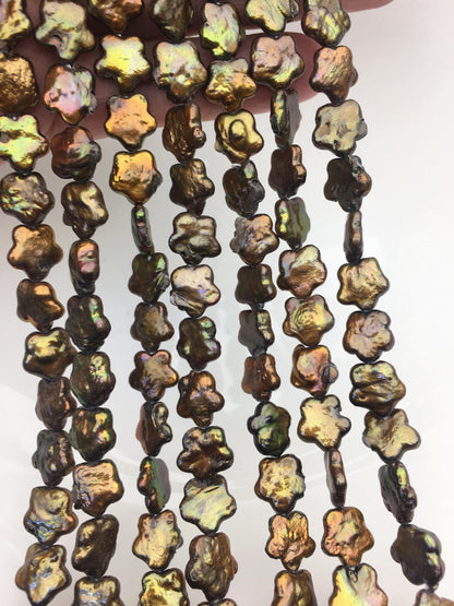 2 strands A 10-12mm brown plum blossom Freshwater Pearl,ZS-119-24