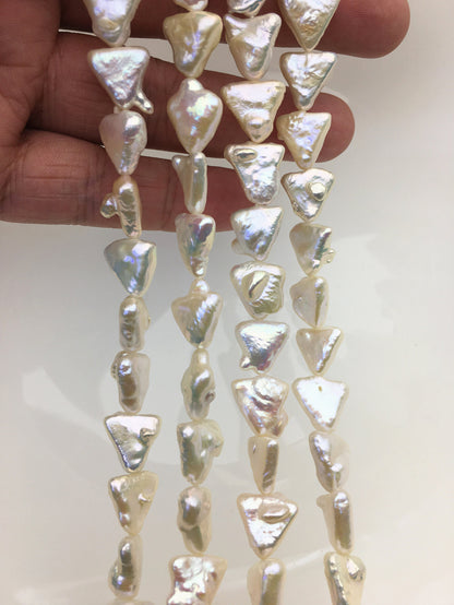 AA+ 11-12mm White Thick Triangle Shape Freshwater Pearl,ZS-103-9