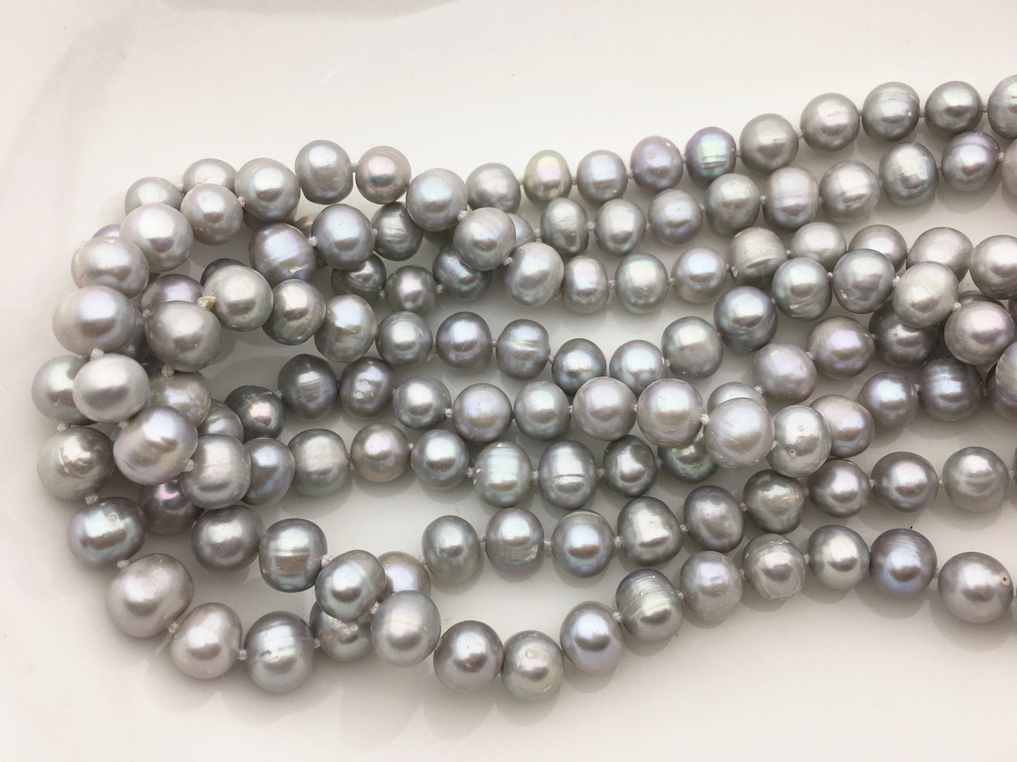 58'' 9mm AA Gray potato Freshwater Pearl Necklace,NPN1-T34