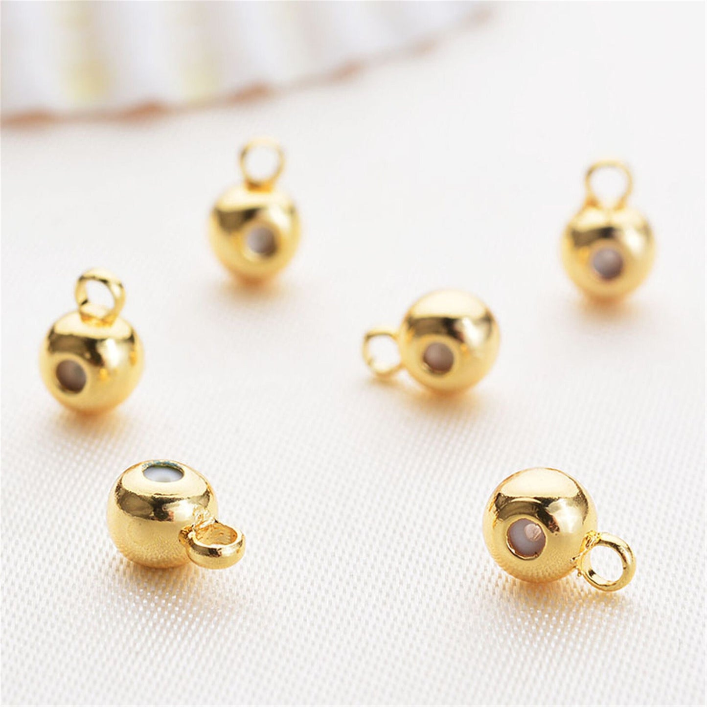 20pcs 4mm Yellow Gold Round silica gel Spacer Beads,copper plated 18k solid gold,AAL-003-3