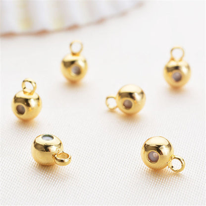 20pcs 4mm Yellow Gold Round silica gel Spacer Beads,copper plated 18k solid gold,AAL-003-3