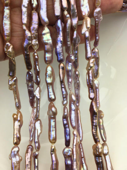 15.5'' AAA 5-8mm natural purple rainbow Toothpick pearls,ZS-80-25-8