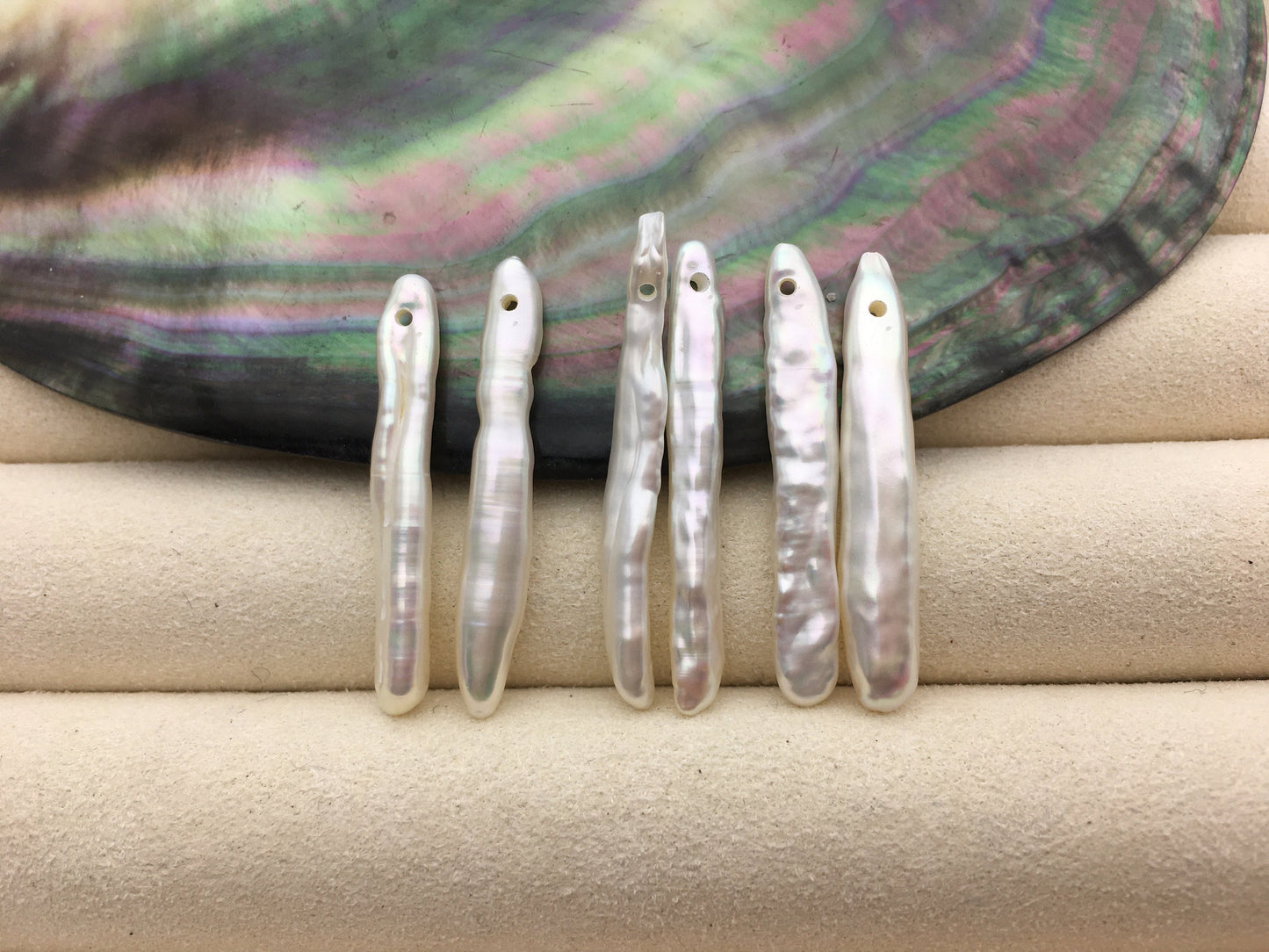 AAA 4-6x28-33mm White Toothpick pearls Pair,for make dangle earrings,baroque pearl,loose pearl beads,ZS-127-62-23