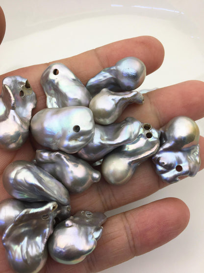 26pcs AA 14-18mm gray rainbow flame ball pearl,2.2mm large hole,FL15-T4-75