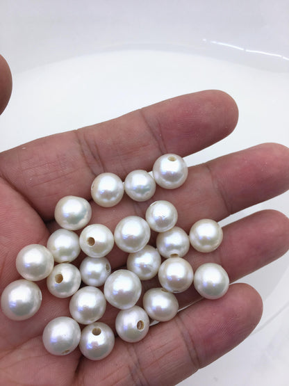 25pcs AAA- 9-11mm White Near Round edison freshwater pearl,2.2mm large hole,ED10-T1