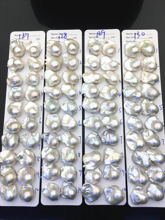 1 pair AAA 17-20x20-25mm White Flameball Pearl Pairs,no hole,Baroque Cultured Freshwater Pearl,flameball pearls,FL15-3A-8-59