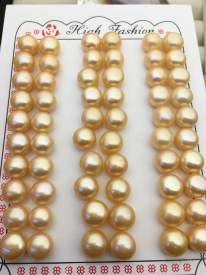 30pairs AAA 8-8.5mm yellow orange button round freshwater pearls pairs,half drill pearl,BTN8-T1