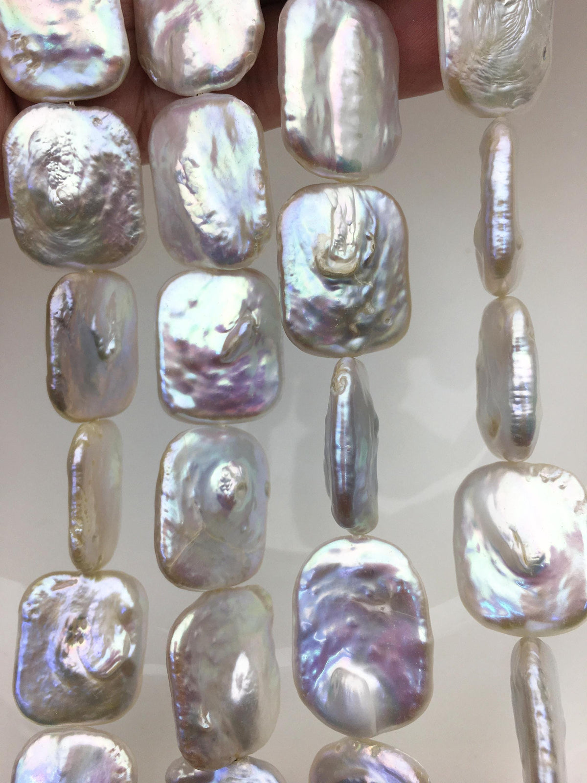 AA+ 19-21x25mm White Huge Rectangle Freshwater Pearl,wholesale Full Strand,ZS-119-5