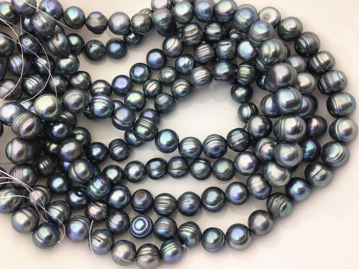 16.5'' AA+ 11.5-12.5mm Blue Green big potato freshwater pearls,CR12-2A-2