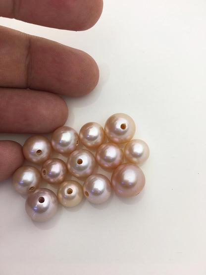 13pcs AAA 9-12mm natural color large hole round edison freshwater pearl,2.2mm large hole,ED12-T1