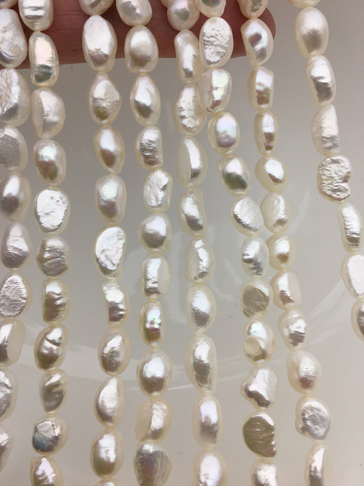 High Luster!AA+ 7.4-8.5mm white long nugget shape freshwater pearls,white cultured freshwater baroque pearl bead string,LM8-2A-4