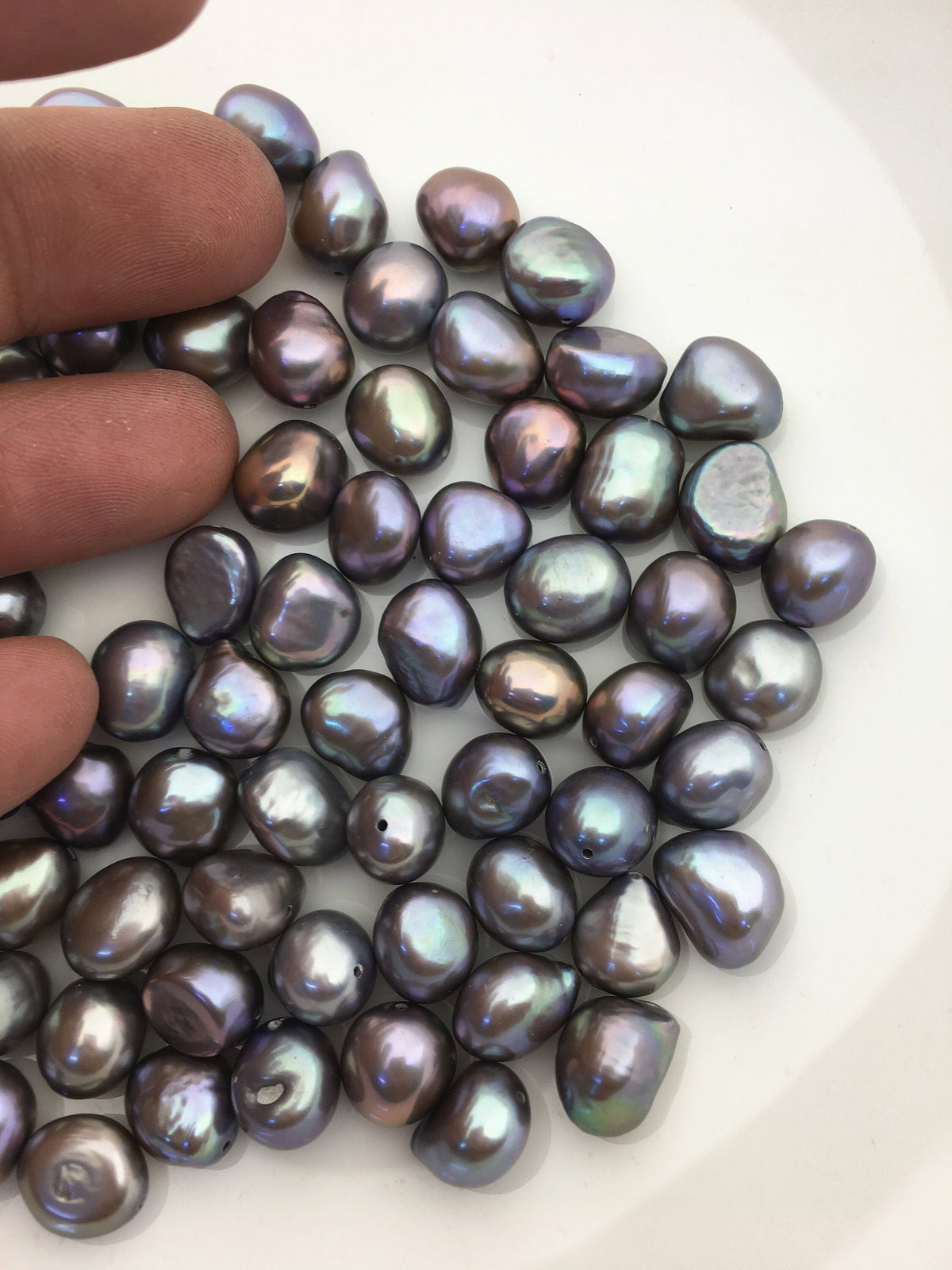 20pcs 10mm gray purple nugget freshwater pearls,0.8mm through hole,LM10-T1
