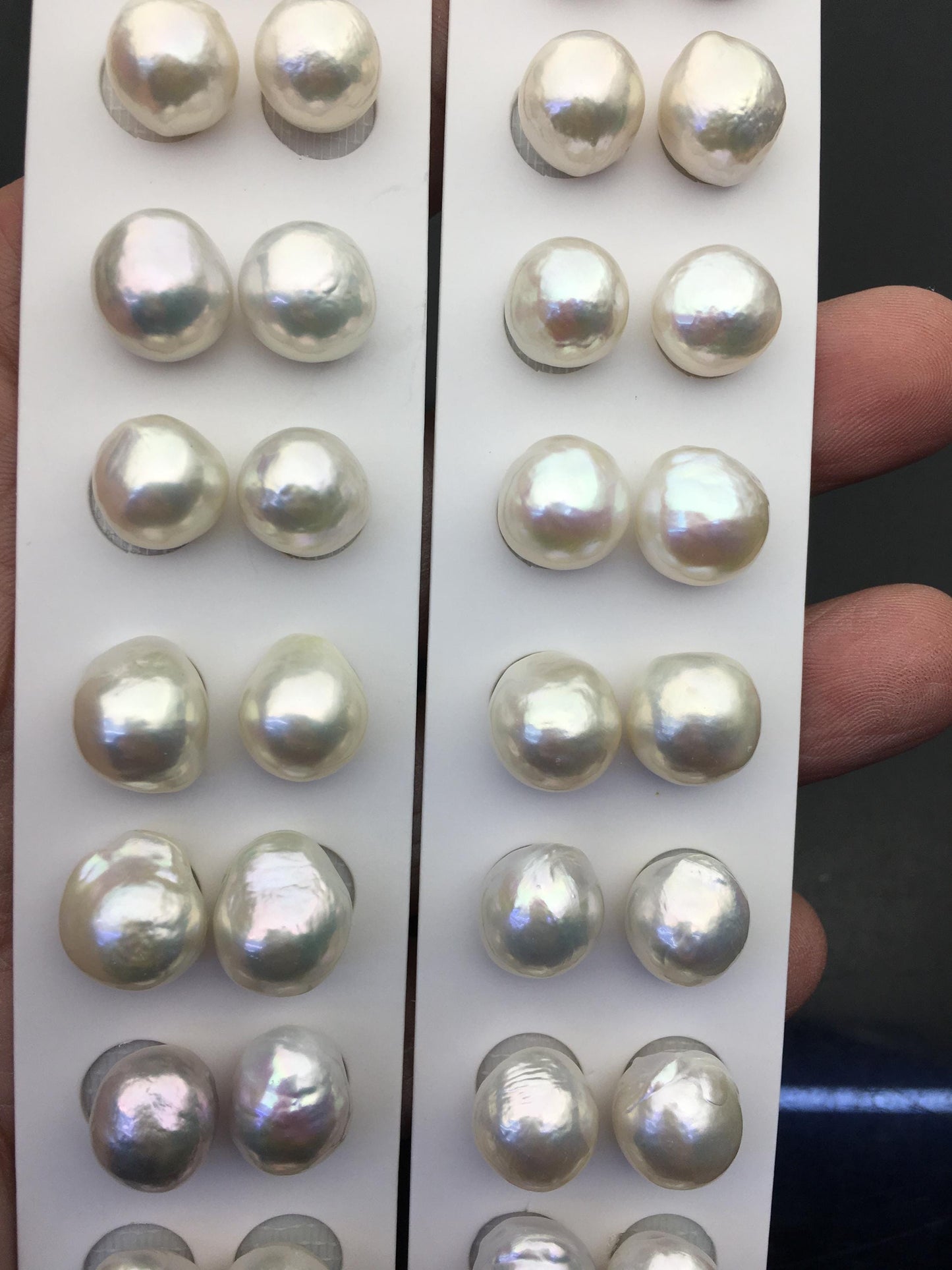 5pairs AAA 11-12mm White baroque drop edison freshwater pearl Pair,no hole,ED11-3A-2-4