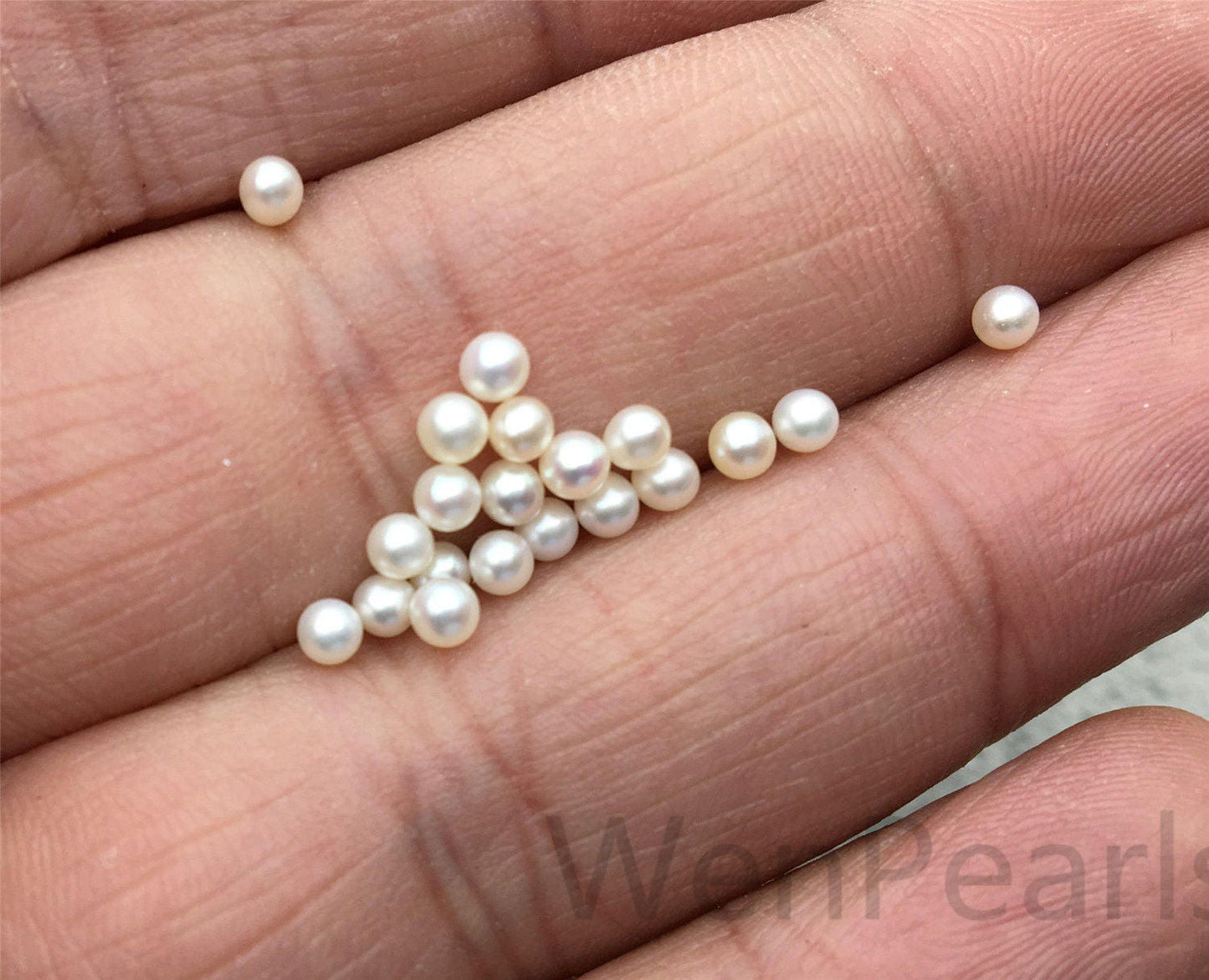 10pcs AAA 2.8-3.0mm white near round seed freshwater pearls,half hole,through hole,Half Drilled Pair For Earrings or Rings,RP2-3A-2-2