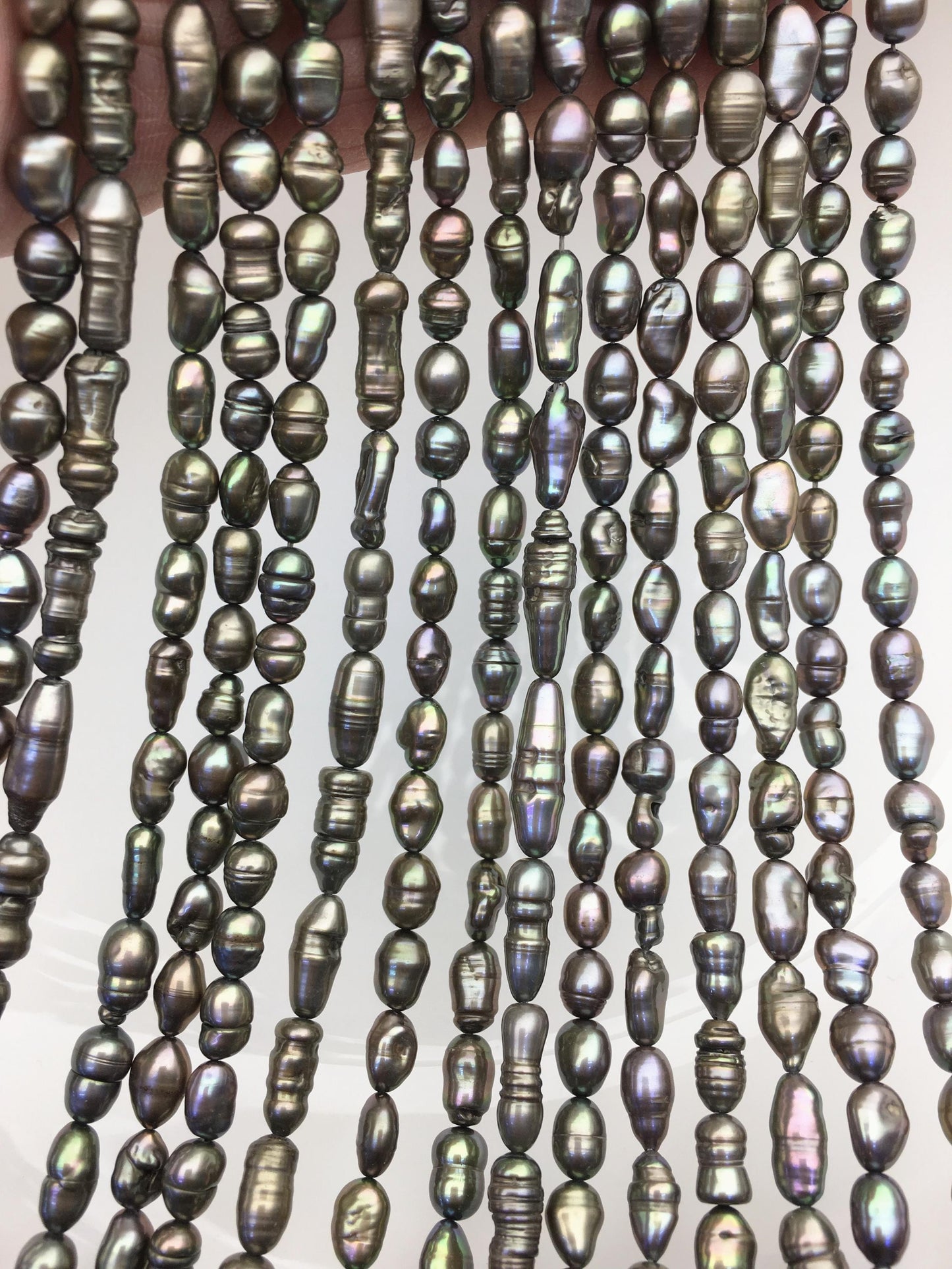 AA+ 5-6mm green toothpick Biwa Pearl Necklace,Genuine Fresh Water Pearl,Wedding Necklace,Mothers Day,ZS-80-10-16