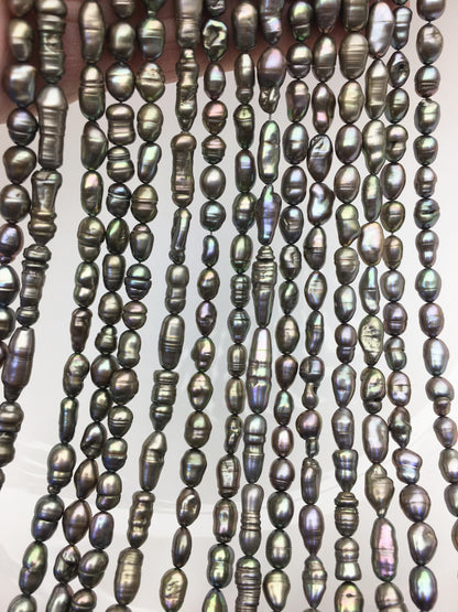AA+ 5-6mm green toothpick Biwa Pearl Necklace,Genuine Fresh Water Pearl,Wedding Necklace,Mothers Day,ZS-80-10-16