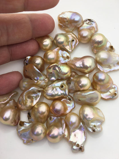 10pcs AA+ 14-20mm peach orange natural color flame ball pearl,2.2mm large hole,FL15-T4-34
