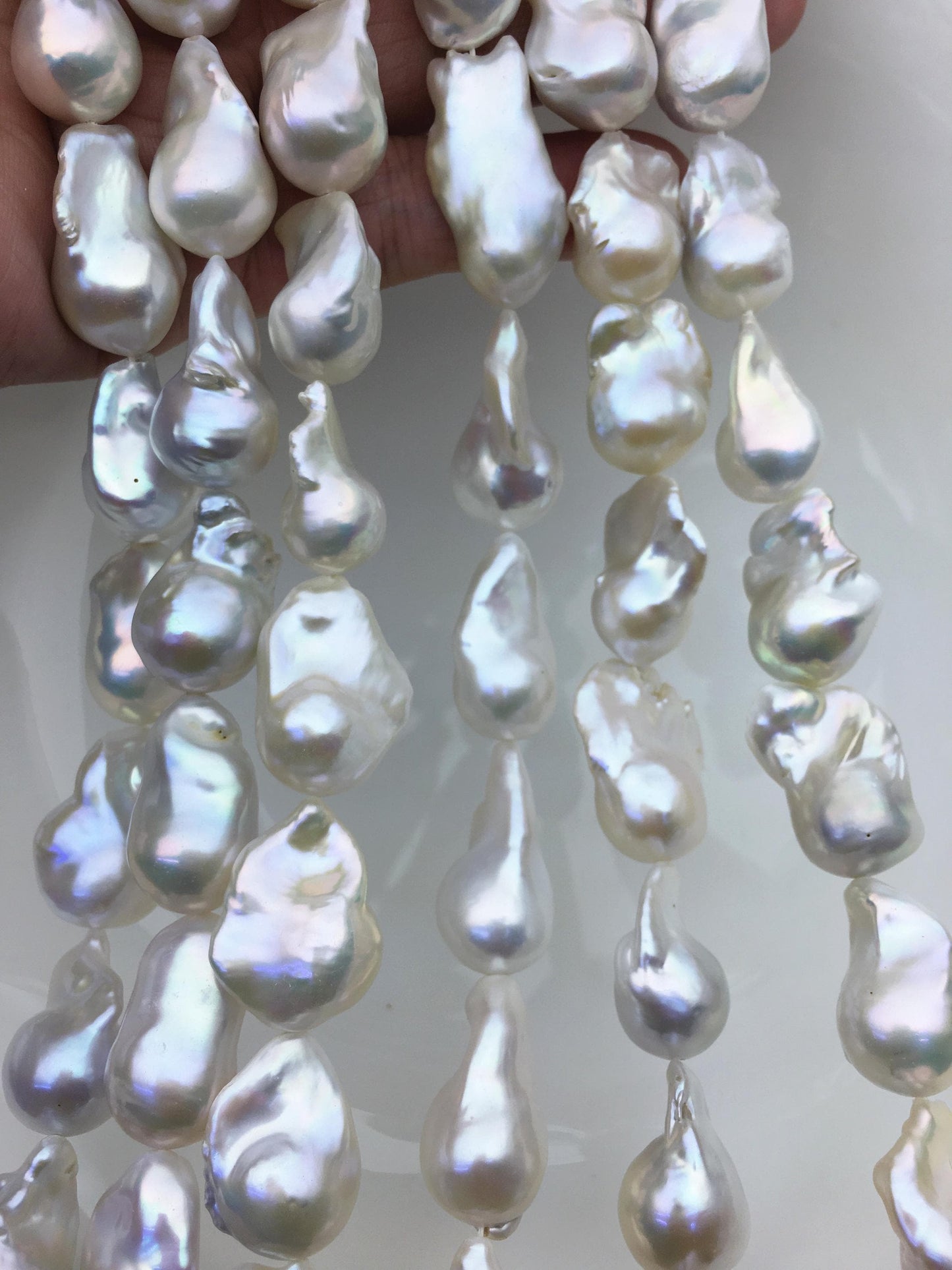 15.5'' AAA 14-18mm Big White flame ball freshwater pearl,FL15-3A-7-19