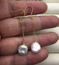AAA 10-11mm White Keshi pearl Tassels dangle earrings, 925 Sterling Sliver Gold Plated pearl earrings,pearl for women,SE3-009