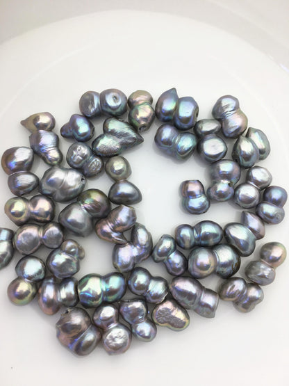 40pcs AA+ 9-13mm gray baroque freshwater pearls, 2.2mm large hole,ZS-T46